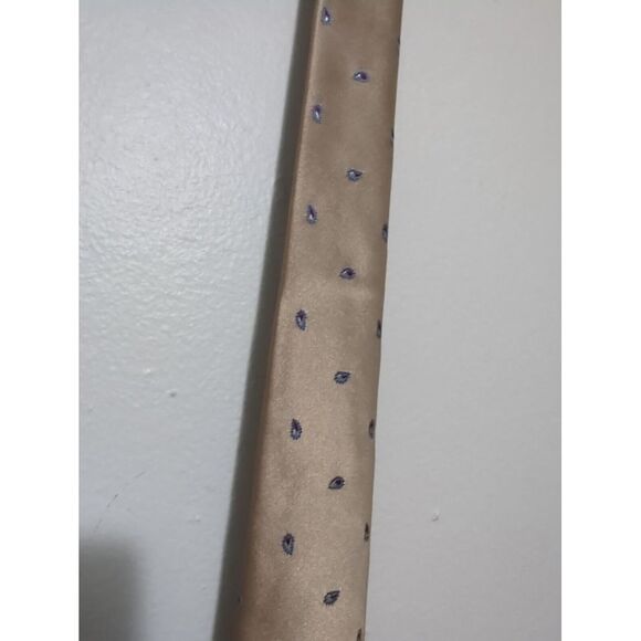 Vintage Sears Mens Store Poly Silk Blend Beige Paisley Neck Tie - Picture 3 of 6